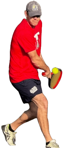 red shirt man hits backhand